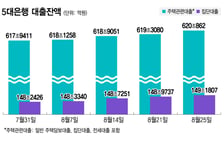 5대은행 집단대출, 한달만에 9382억 급증