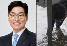 양복입고 배수구 낙엽 치운 국회의원…"보여주기식"vs"잘했다"