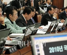 [사진]국토위 야당 의원들 '장관없는 국감이라'