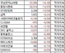 [표]코스닥 1Q 연결 순익-증가율 하위 20개사