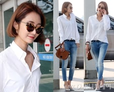 고준희 공항패션, 베이직 스타일에 선글라스 포인트