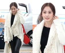 김태희 공항패션, 니트에 가죽 레깅스… '여신 강림'
