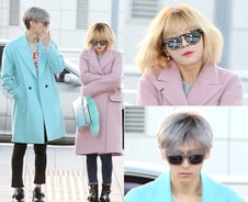 트러블메이커 현아 현승, 파스텔톤 커플 공항패션