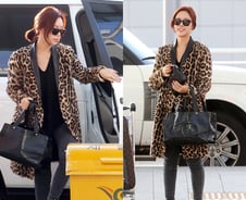 황정음 공항 패션, 레오파드 코트입고…'럭셔리'