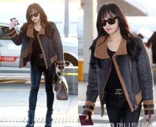 빅토리아 공항패션, 올블랙 스타일…"각선미 최고"