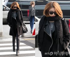 지연 공항패션, 가죽 아이템으로 시크하게…