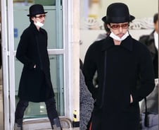 오다기리 죠 공항패션, "올블랙 룩으로 시크하게"