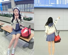 레인보우 지숙 공항패션, 도트 원피스 입고 '깜찍'