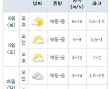 세월호 침몰 해역, 오후 날씨 호전… 주말엔 '강풍'