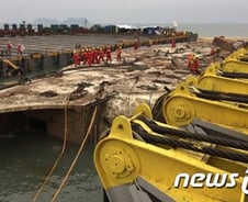 [사진][단독]가까이에서 본 세월호...분주한 인양선원들