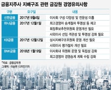 [MT리포트] 금융당국 편파적 지침에 누더기 된 '금융지배구조'