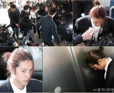 [화보] 묶음 머리, 검은 정장…정준영, 경찰 출석길