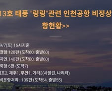 태풍 '링링' 여파로 인천공항 항공기 120편 '결항'