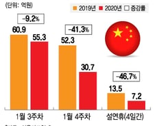 [단독]무서운 '코로나'···설연휴 중국 내 카드사용 40%↓
