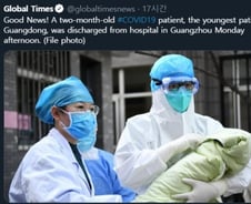 '코로나19' 걸린 中 2개월 아기, 13일 만에 퇴원