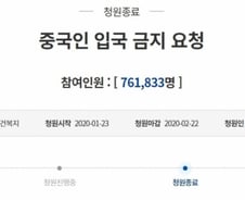 '중국인 입국 금지' 靑 청원 마감…76만명 참여
