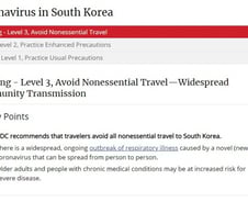 美, 한국 여행경보 3단계 '경고'로 격상…"의료서비스 접근 제한"