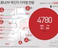 [사진] [그래픽] 코로나19  확진자 지역별 현황(4일, 0시 기준)