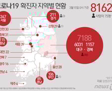 [사진] [그래픽] 코로나19 확진자 지역별 현황(15일 0시 기준)