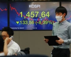 원화값 하루새 40원 폭락…코스피 사상 최대폭 추락