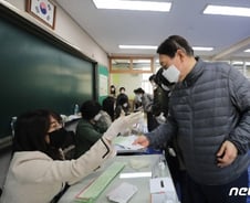 [사진] [단독] 투표용지 받는 윤석열