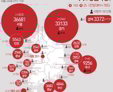 [사진] [그래픽] 코로나19 확진자 지역별 현황(24일)