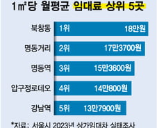 [더차트] 명동·강남보다 비싼 이 동네…상가 임대료 1위 어디?