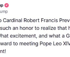 트럼프, 미국 출신 첫 교황 선출에 "이 나라에 영광"