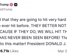 트럼프 "이란이 보복?…전례 없는 힘으로 응징할 것"