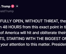 트럼프 "이란, 48시간 내 호르무즈 개방 안하면 발전소 파괴"