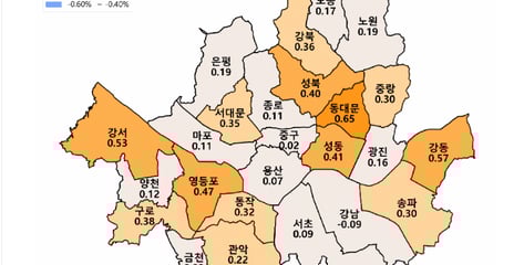 비강남 상승 지속 vs 강남 5주째 하락…서울 '투트랙' 장세