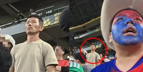 '손흥민 벤치' 표정 굳은 손웅정, 자리서 벌떡...곽튜브 영상에 찍혔다