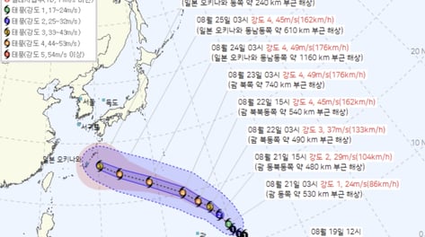 강력 태풍 '사우델' 24일 일본 오키나와 접근...한반도 영향은