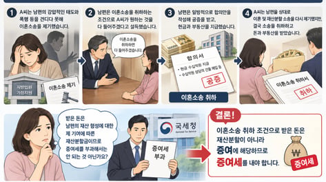 [TheTax] 이혼소송 취하 조건으로 재산 나눴는데..."증여세 내라" 날벼락