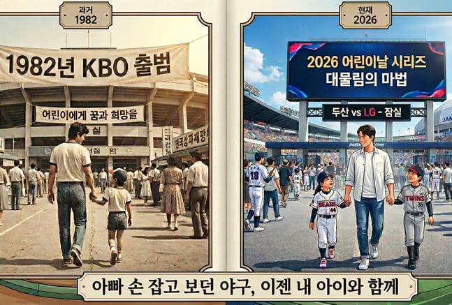 '아빠 손 잡고 보던 야구, 이젠 내 아이와 함께' KBO 44년 잇는 '어린이날'의 마법