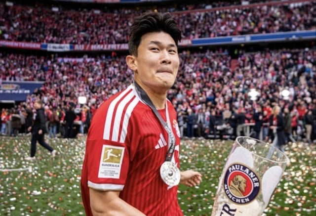 말 많았던 시즌, 이번에도 끝은 챔피언이었다... 김민재, 우승 메달 걸고 맥주잔 포효